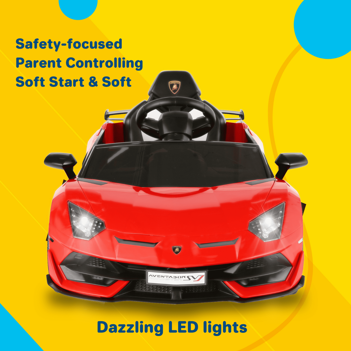 Electric Lamborghini Ride-On Car for Kids with Remote Control, MP3 Player, and 3-Speed Options