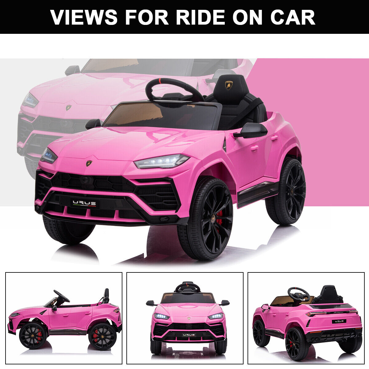 Electric Lamborghini Urus 12V Ride-On Car with Remote Control and MP3 Player for Kids