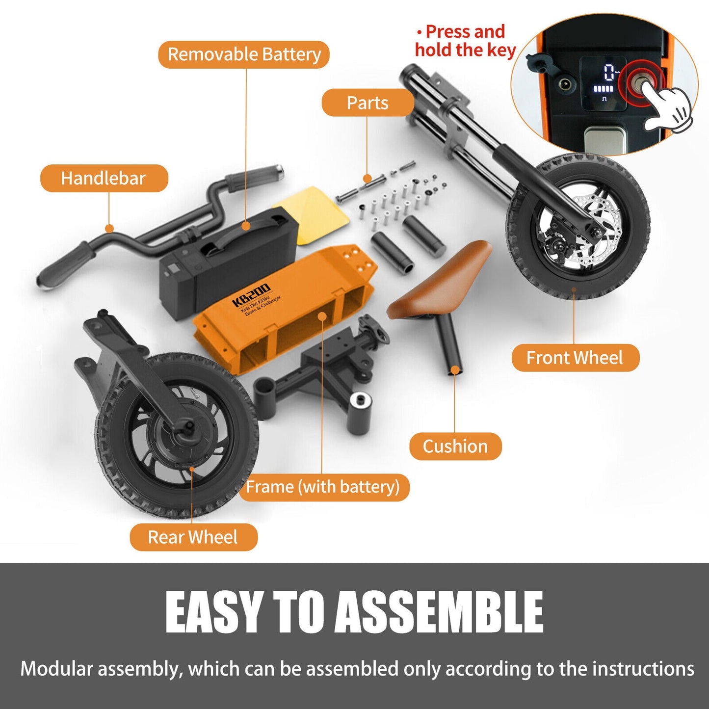 Electric Off-Road Ride On Bike for Kids - 24V 4Ah Battery Powered Outdoor Toy