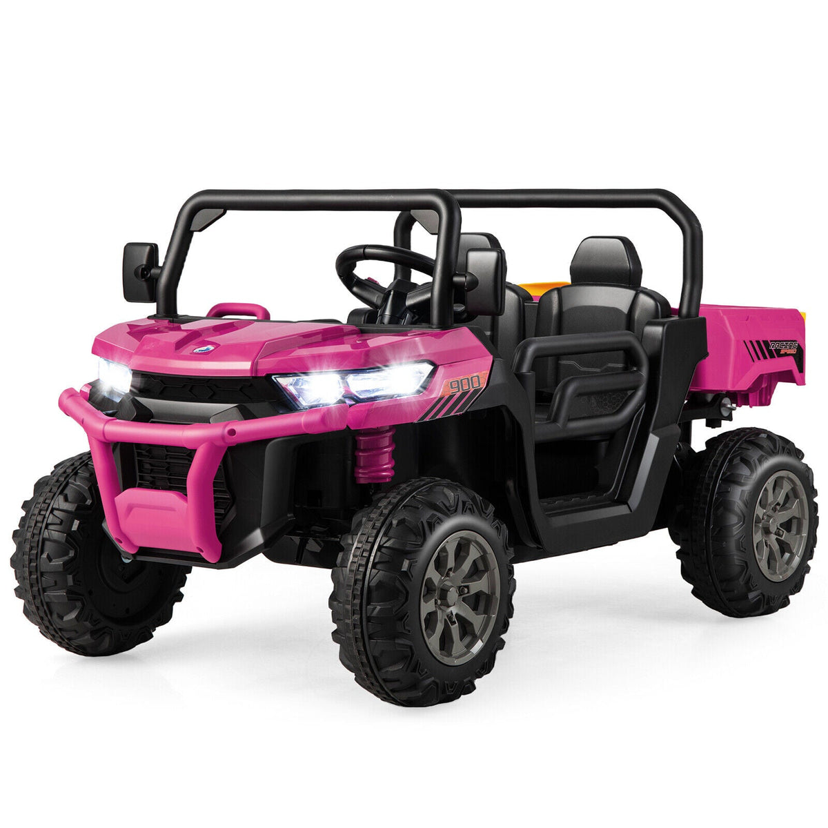 Electric Pink 2 Seater UTV Dump Truck with Remote Control and Functional Dump Bed