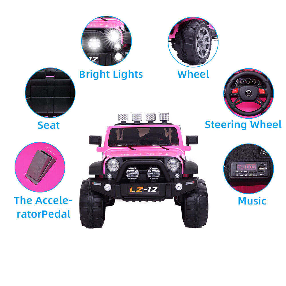 Electric Pink Jeep for Kids with Remote Control and Rechargeable Battery - 4 mph Speed