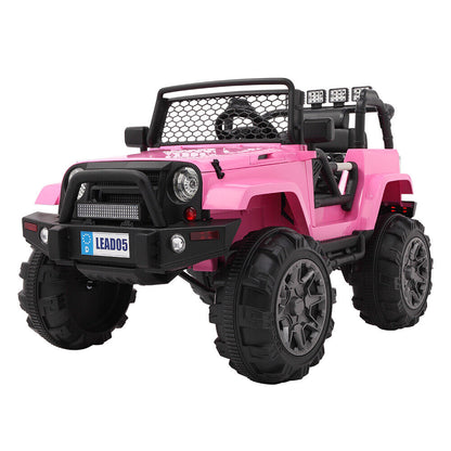 Electric Pink Ride-On Car for Kids with Remote Control and LED Lights