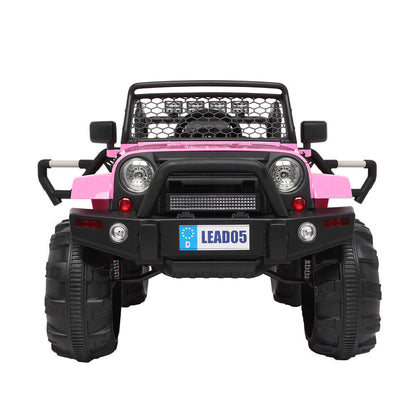 Electric Pink Ride-On Car for Kids with Remote Control and LED Lights