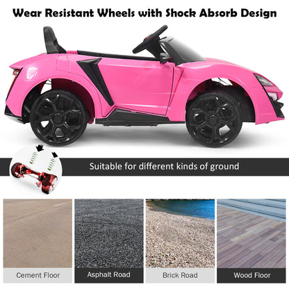 Electric Pink Ride-On Car for Kids with Remote Control, Lights, MP3 Player, and Openable Doors