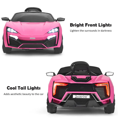 Electric Pink Ride-On Car for Kids with Remote Control, Lights, MP3 Player, and Openable Doors