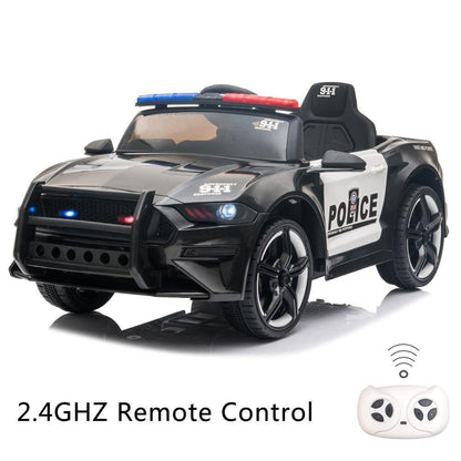 Electric Police Car Kids Ride On SUV Toy with Remote Control, Siren, and Flashing Lights - 12V
