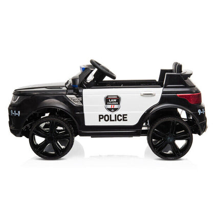 Electric Police Car Toy with Remote Control, 12V Battery, Music, and Lights