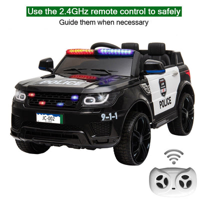 Electric Police SUV Ride-On Car for Kids with Remote Control and LED Lights