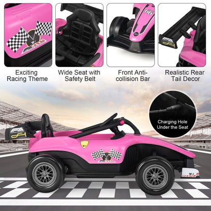 Electric Racing Truck for Kids with Remote & Manual Control and Lights - 12V Girls' Ride-On Toy