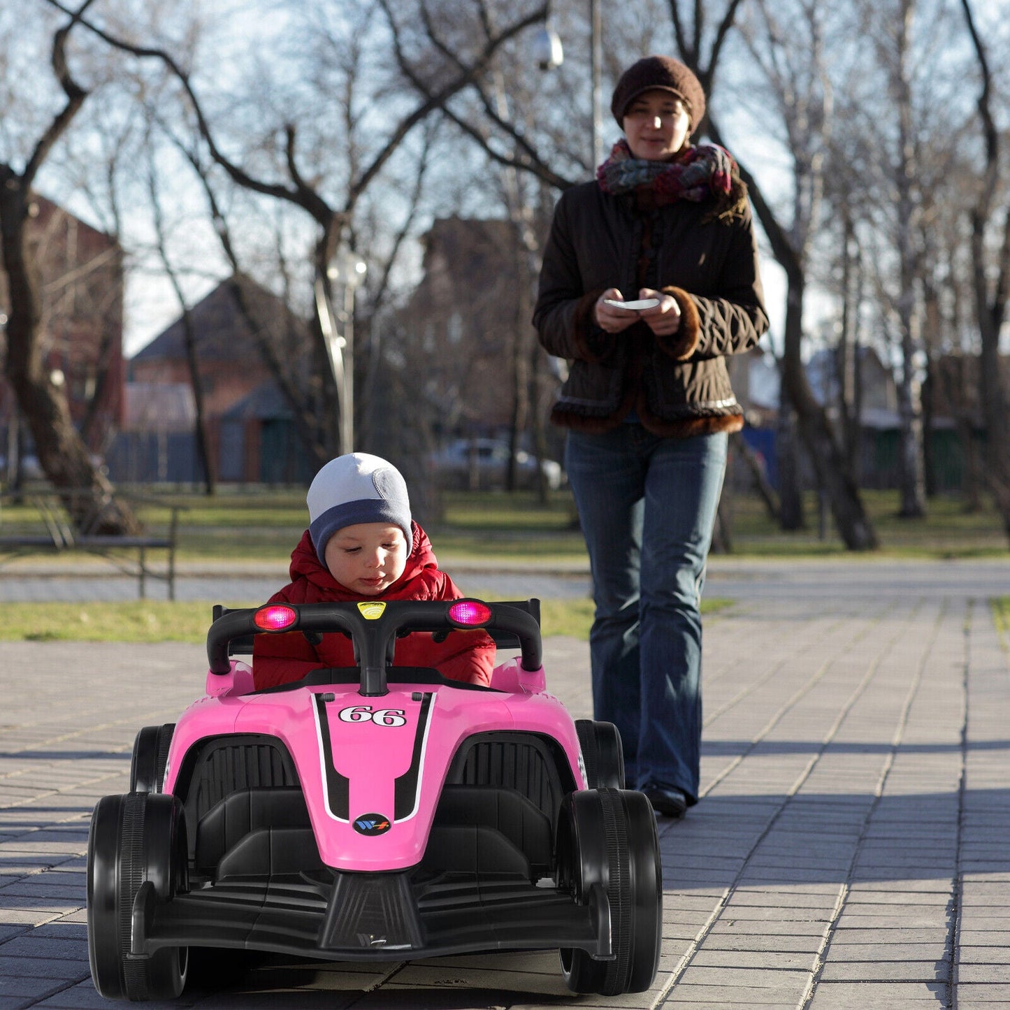 Electric Racing Truck for Kids with Remote Control, MP3 Player, and Lights - Pink (12V)