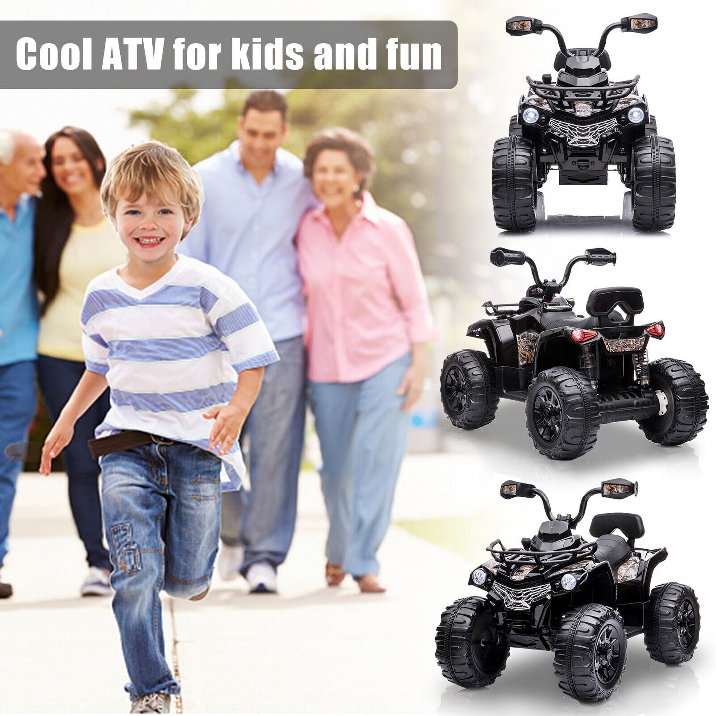 Electric Quad Ride-On Car for Kids with MP3 Player - 12V Battery Powered 4-Wheeler Truck