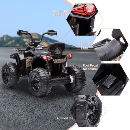 Electric ATV 4-Wheeler Quad Car Toy for Kids - 12V, 2 Speeds, MP3, Headlights