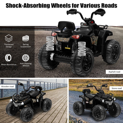 12V Kids Ride On Quad ATV with LED Headlights - Battery Powered Toy for Hours of Fun!