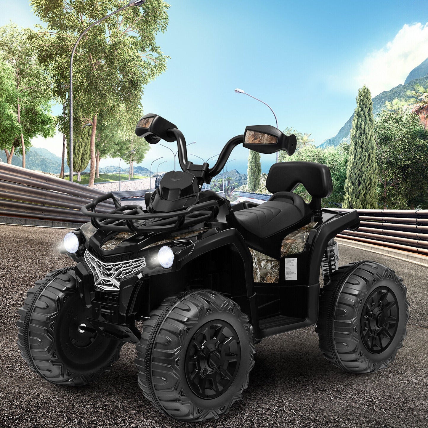 12V Kids Ride On Quad ATV with LED Headlights - Battery Powered Toy for Hours of Fun!