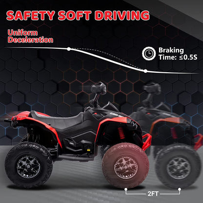 Electric Ride-On ATV Quad Car for Kids with MP3 Player and 4WD - Red
