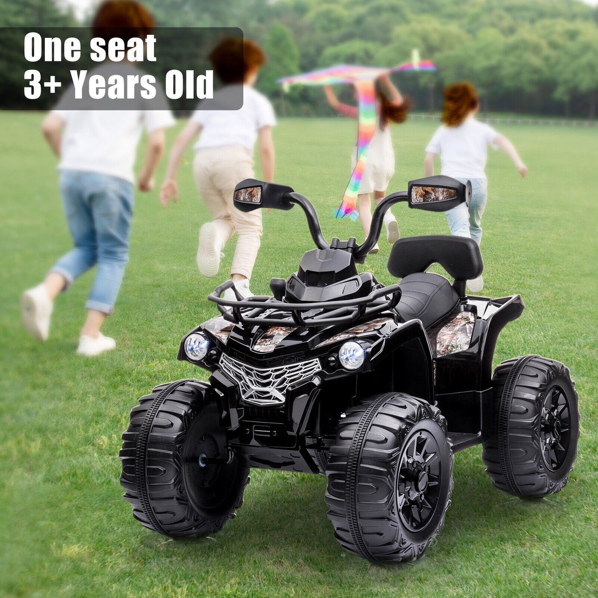 Electric Ride-On ATV Quad for Kids with LED Lights, Music, and USB - 12V