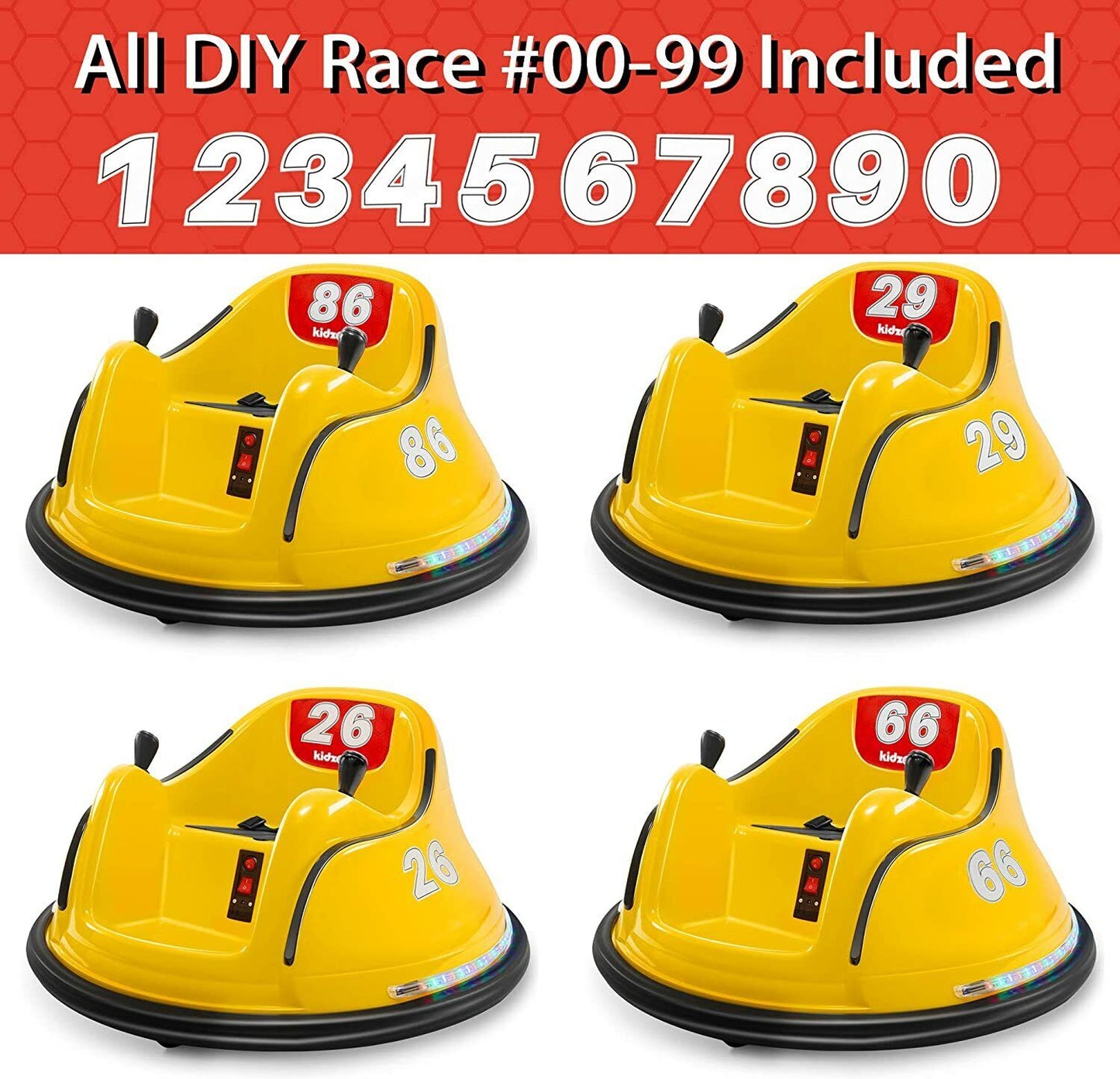 Electric Ride-On Bumper Car for Kids - 5 Vibrant Colors, Remote Control, and Lights Included