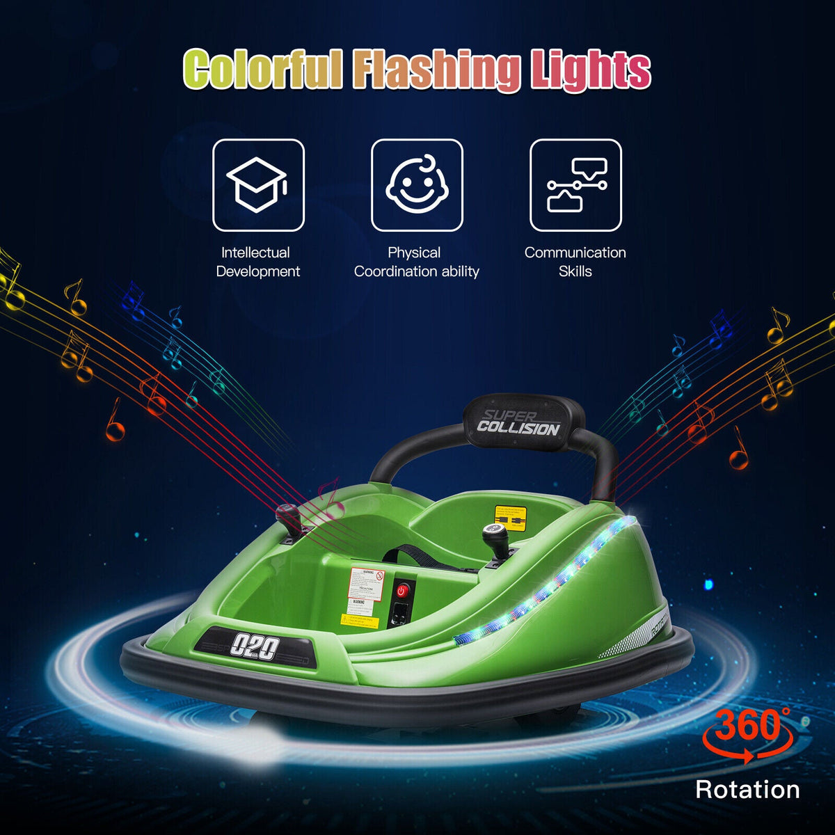 Electric Ride-On Bumper Car for Kids with Remote Control, Lights, and Spinning Action - Suitable for Ages 3-6