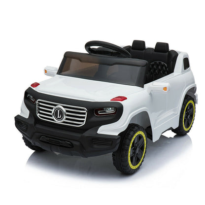 Electric Ride-On Car for Kids with 3 Speeds, Music Player, and Remote Control - White