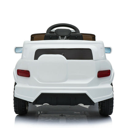 Electric Ride-On Car for Kids with 3 Speeds, Music Player, and Remote Control - White