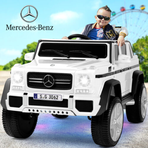 Electric Ride-On Car for Kids with Music, LED Lights, and Remote Control - 3 Speeds - White