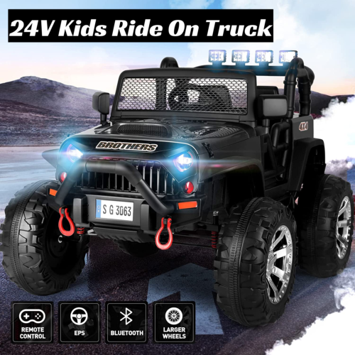 Electric Ride-On Car for Kids with Parental Remote Control, MP3 Player, and Gift Option - 24V Truck Toy