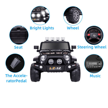 Electric Ride-On Car for Kids with Remote Control - 12V Rechargeable Battery, 4 mph Speed, Black