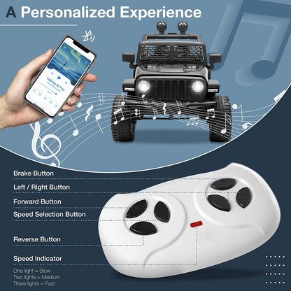 Electric Ride-On Car for Kids with Remote Control, 3 Speeds, and LED Lights - 12V