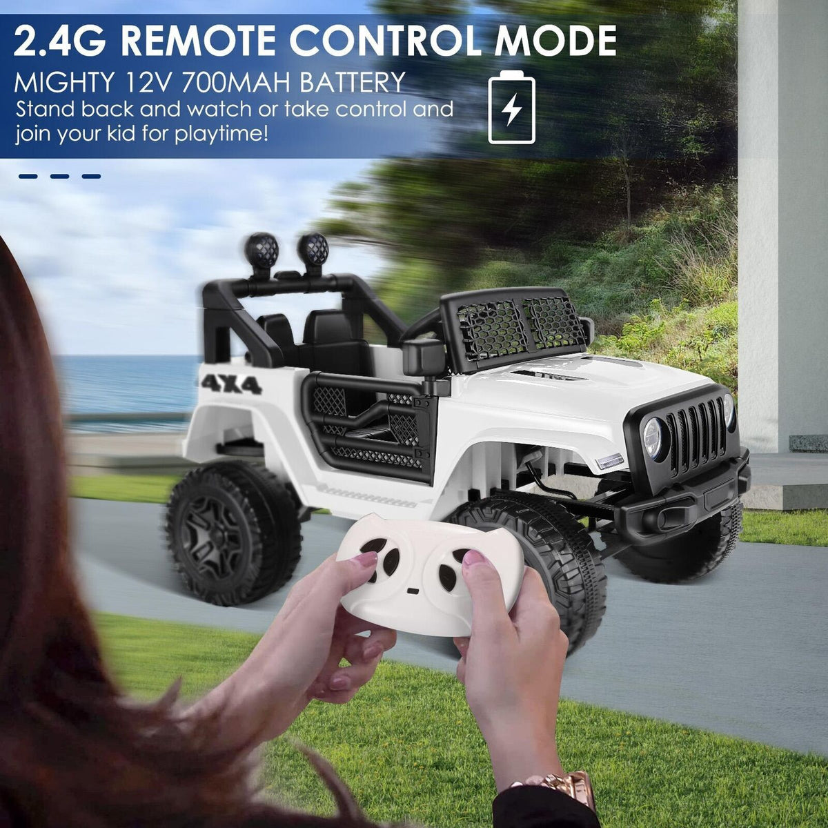 12V Electric Ride-On Car for Kids with Remote Control and 3 Speed Options