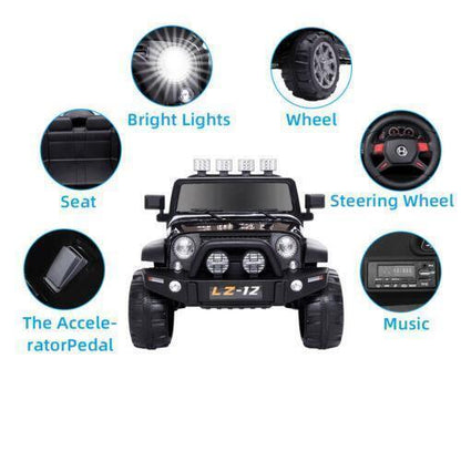 Electric Ride-On Car for Kids with Remote Control and 3 Speeds - Black