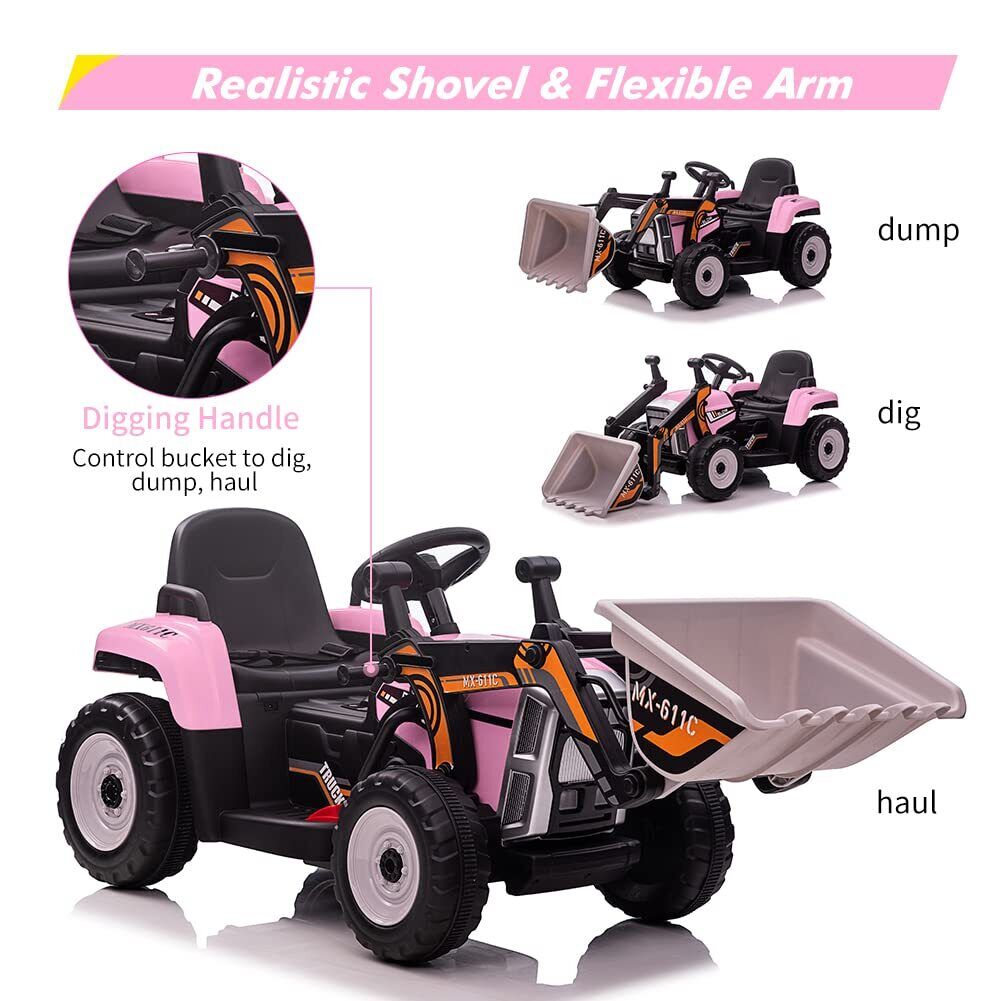 Electric Ride-On Car for Kids with Remote Control and Bucket - 12V Battery Powered