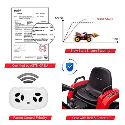 Electric Ride-On Car for Kids with Remote Control and Bucket - 12V Battery Powered