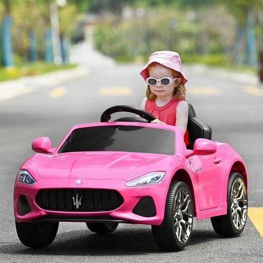 Electric Ride-On Car for Kids with Remote Control and LED Lights - Pink
