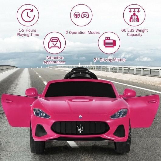 Electric Ride-On Car for Kids with Remote Control and LED Lights - Pink