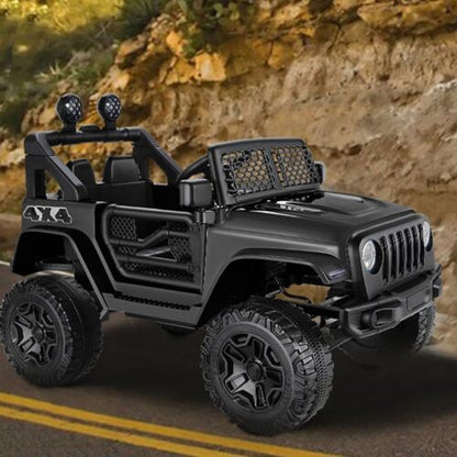 Electric Ride-On Car for Kids with Remote Control and MP3 Player - 12V Black Truck Design