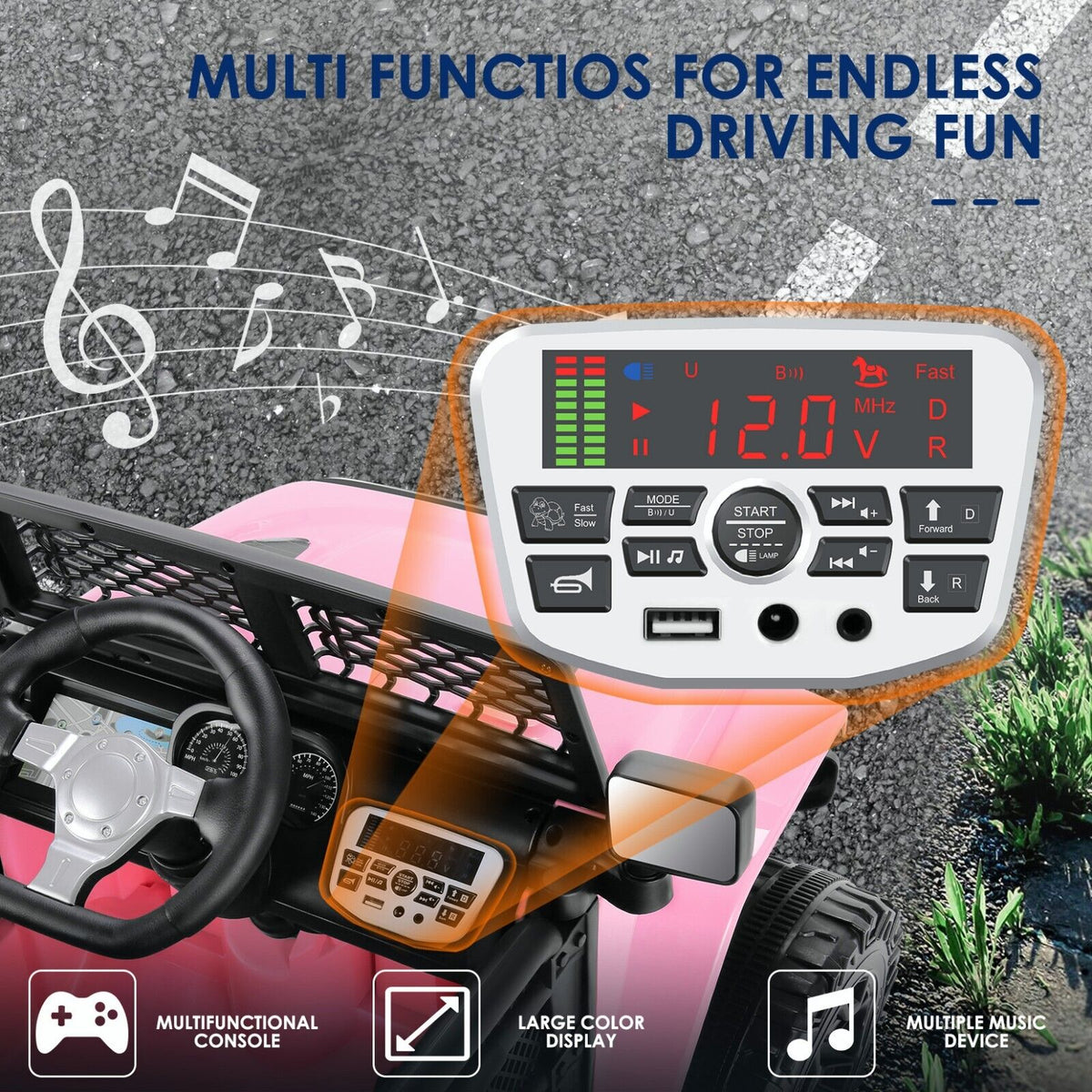 Electric Ride-On Car for Kids with Remote Control and MP3 Player - 12V Children's Truck