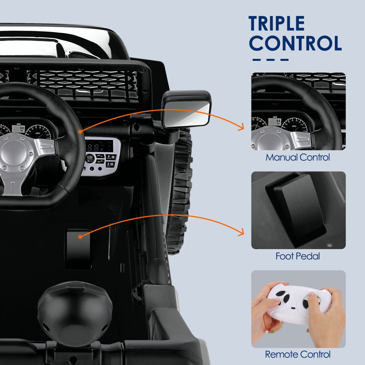 Electric Ride-On Car for Kids with Remote Control and MP3 Player - 12V Truck Design