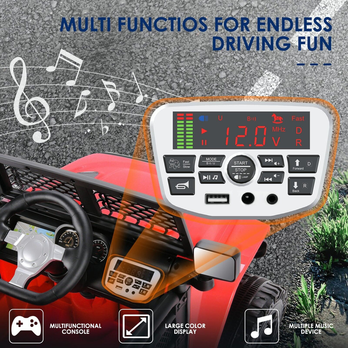 Electric Ride-On Car for Kids with Remote Control and MP3 Player - 12V Children's Truck Toy