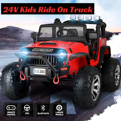 Electric Ride-On Car for Kids with Parental Remote Control, MP3 Player, and Gift Option - 24V Truck Toy