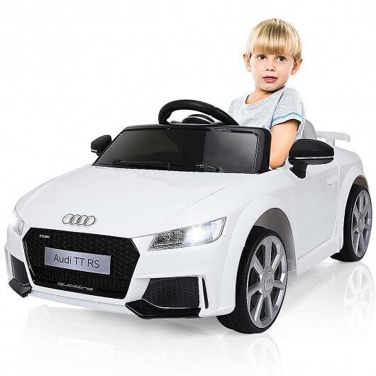 Electric Ride-On Car for Kids with Remote Control and Music - White
