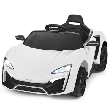 Electric Ride-On Car for Kids with Remote Control, Lights, Music, and Openable Doors - White