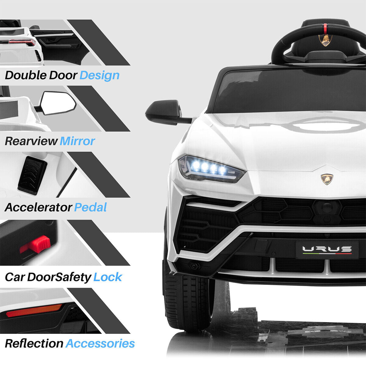 Electric Ride-On Car with Remote Control, MP3 Music, and Headlights - 12V Battery Powered
