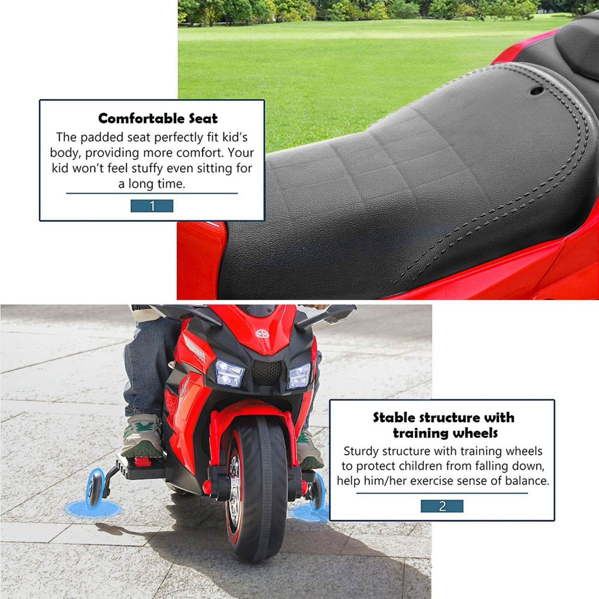 Electric Ride-On Motorbike for Kids - 12V Rechargeable 2-Wheel Car