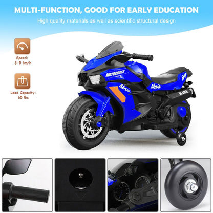 Electric Ride-On Motorbike for Kids - 12V Rechargeable 2-Wheel Car