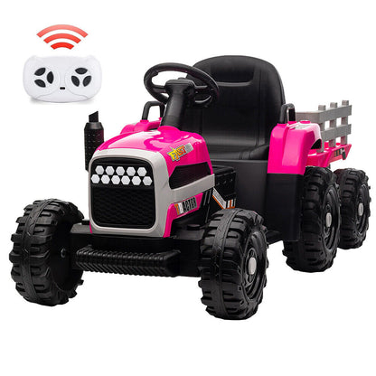 Electric Ride-On Tractor and Trailer for Kids - Red Toddler Toy
