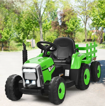 Electric Ride-On Tractor for Kids with Remote Control, Detachable Trailer, Lights, and MP3 Music