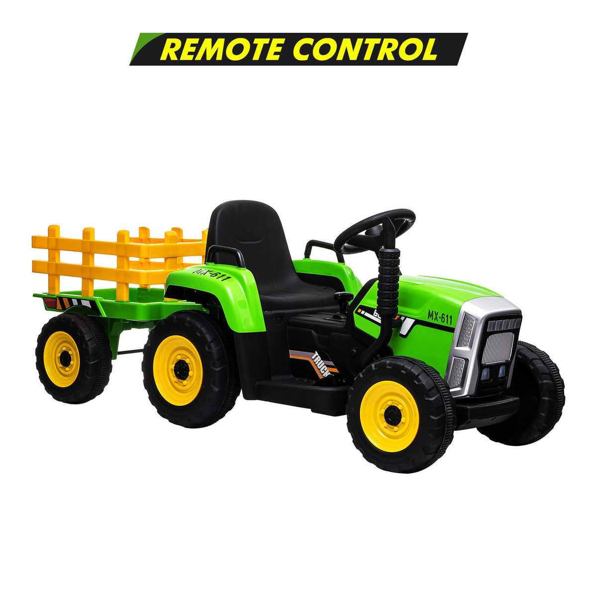 Electric Ride-On Tractor Toy with Trailer and MP3 Player for Kids - 12V Gift Option