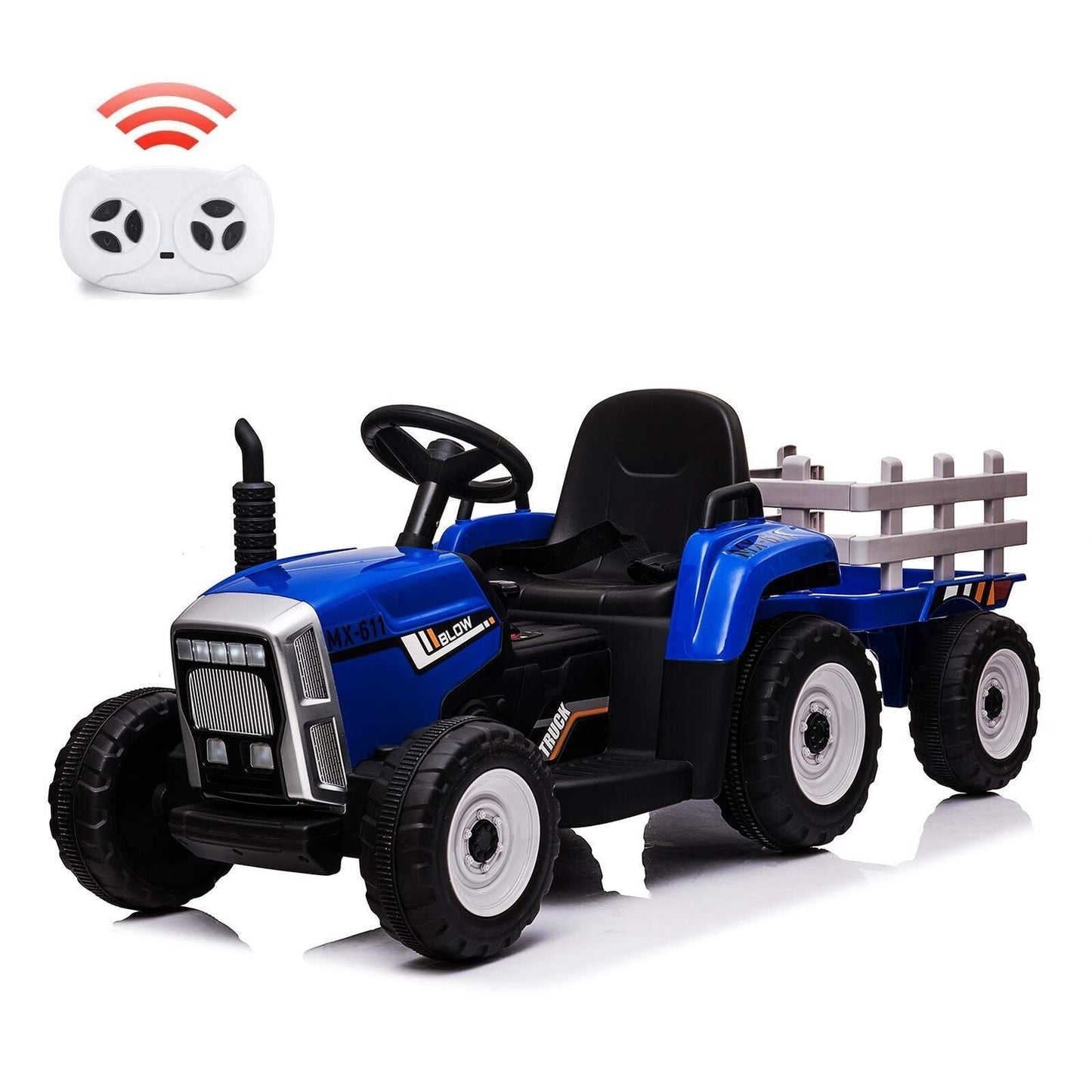 Electric Ride-On Tractor Toy with Trailer and MP3 Player for Kids - 12V Gift Option
