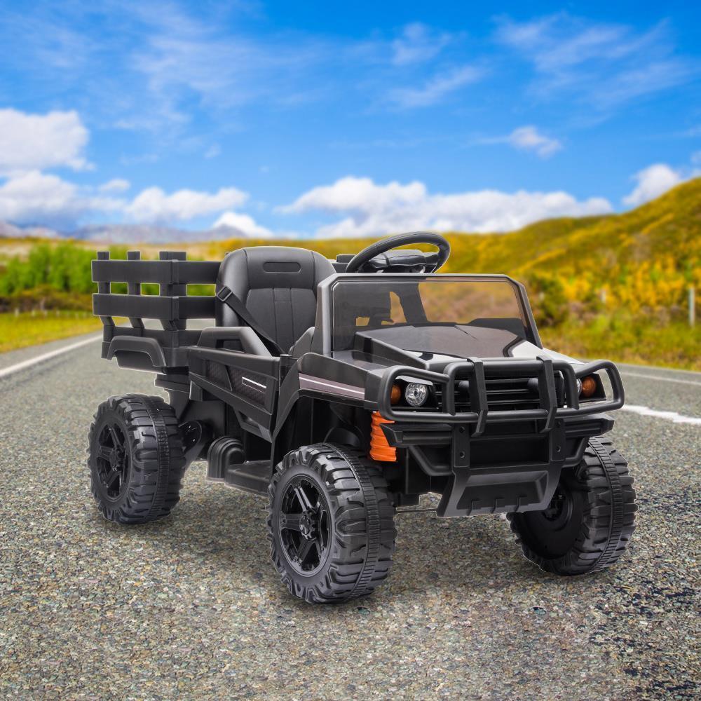 Electric Ride-On Tractor Truck with Music and Remote Control for Kids, Black