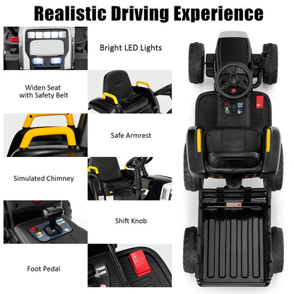 Electric Ride-on Tractor with Trailer for Kids - 3 Speeds & Remote Control